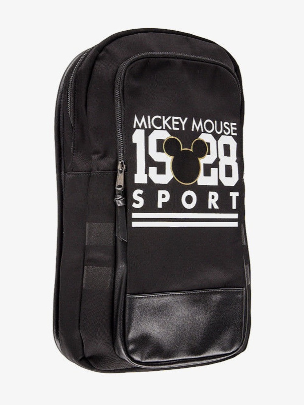 Disney Black Sling Backpack with White 1928 Mickey Graphic Great Condition